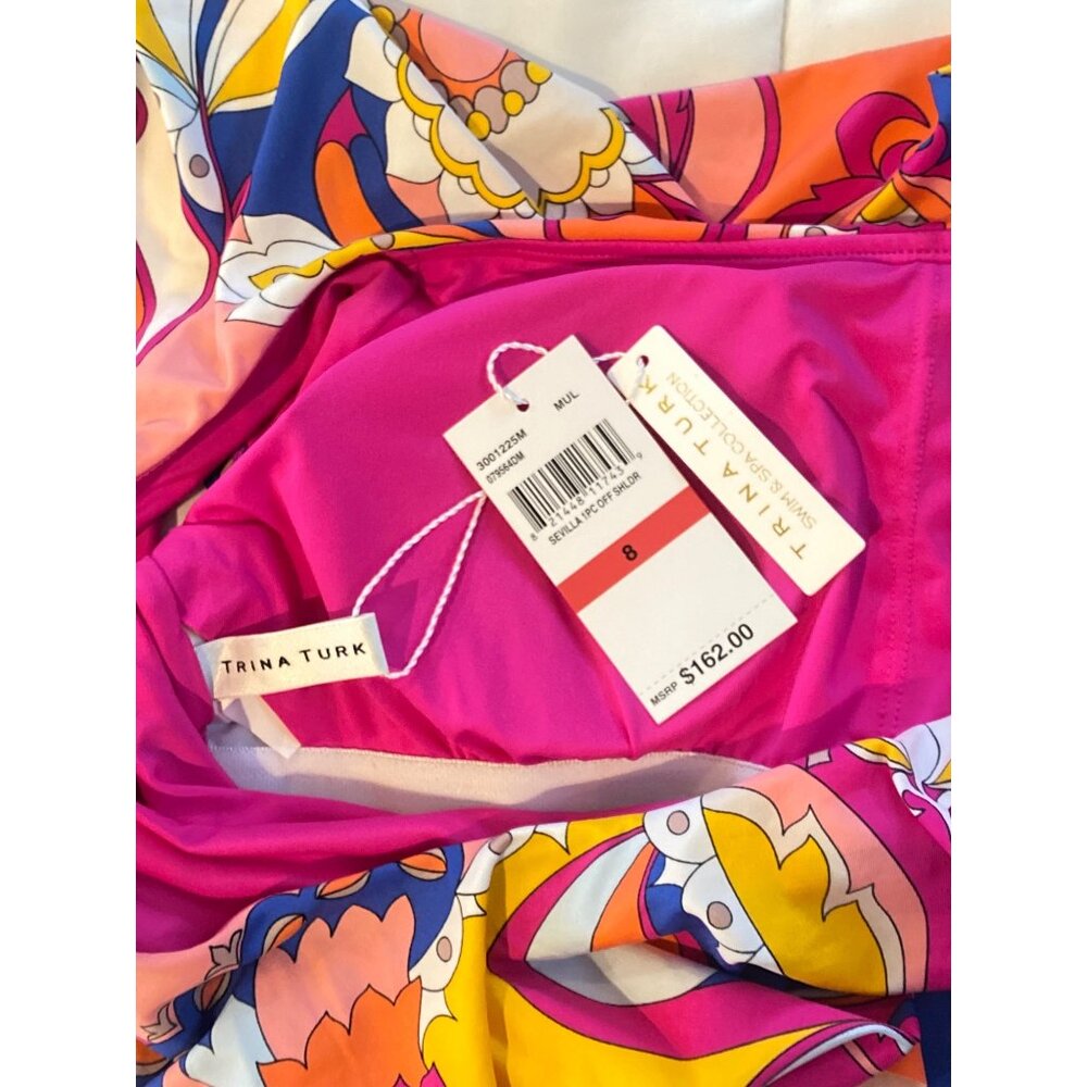 NWT Trina Turk Sevilla Off the Shoulder One-Piece Swimsuit Size 8 $162 - Picture 6 of 9